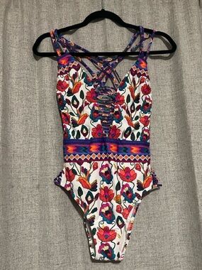 Nanette Lepore Multicolor Floral Strappy One-Piece